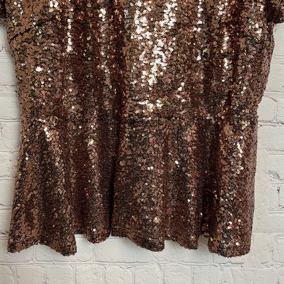 Forever 21+ Bronze Sequin Peplum Top - Picture 3 of 12